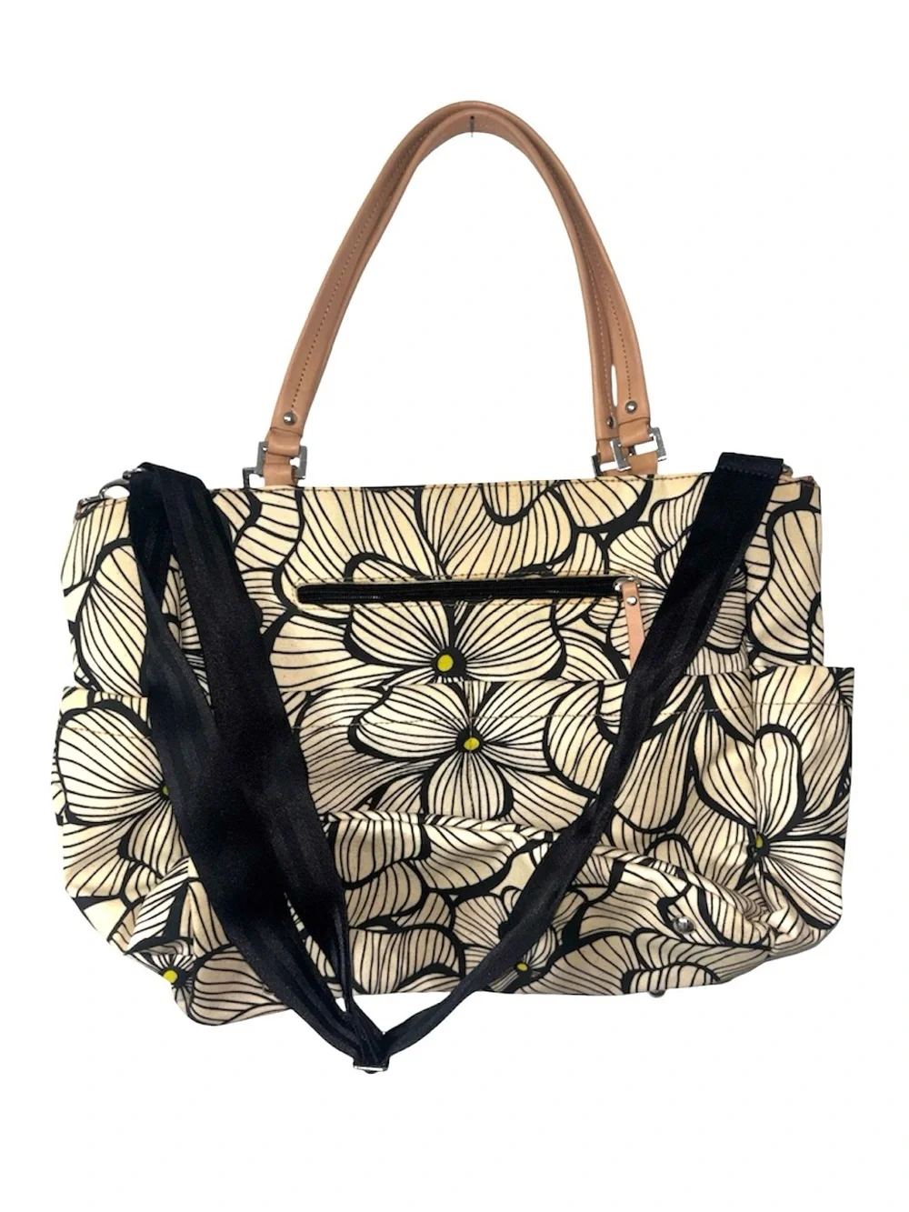 Petunia Pickle Bottom Cream Black Floral Diaper Bag Large Baby